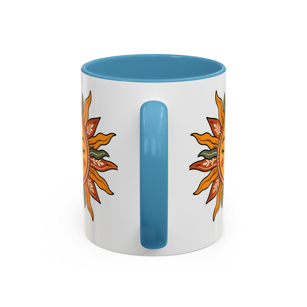 Sunface Accent Coffee Mug — Boho Sun Goddess Ceramic Mug (11/15oz)