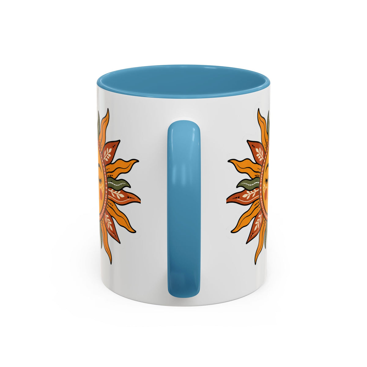 Sunface Accent Coffee Mug — Boho Sun Goddess Ceramic Mug (11/15oz)
