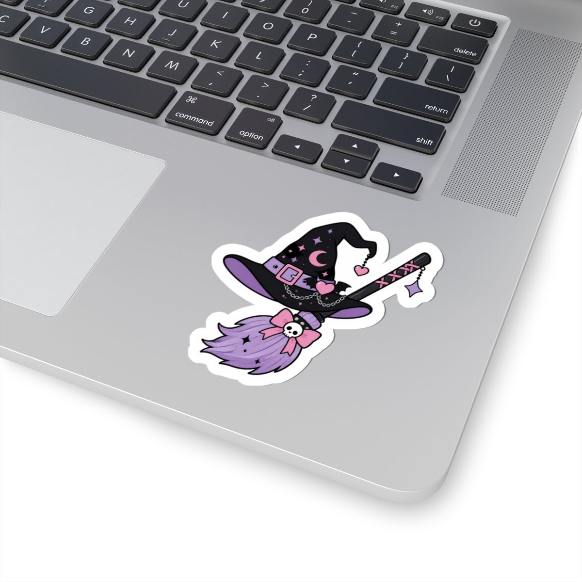 Pastel Gothic Witch Broom Kiss-Cut Sticker