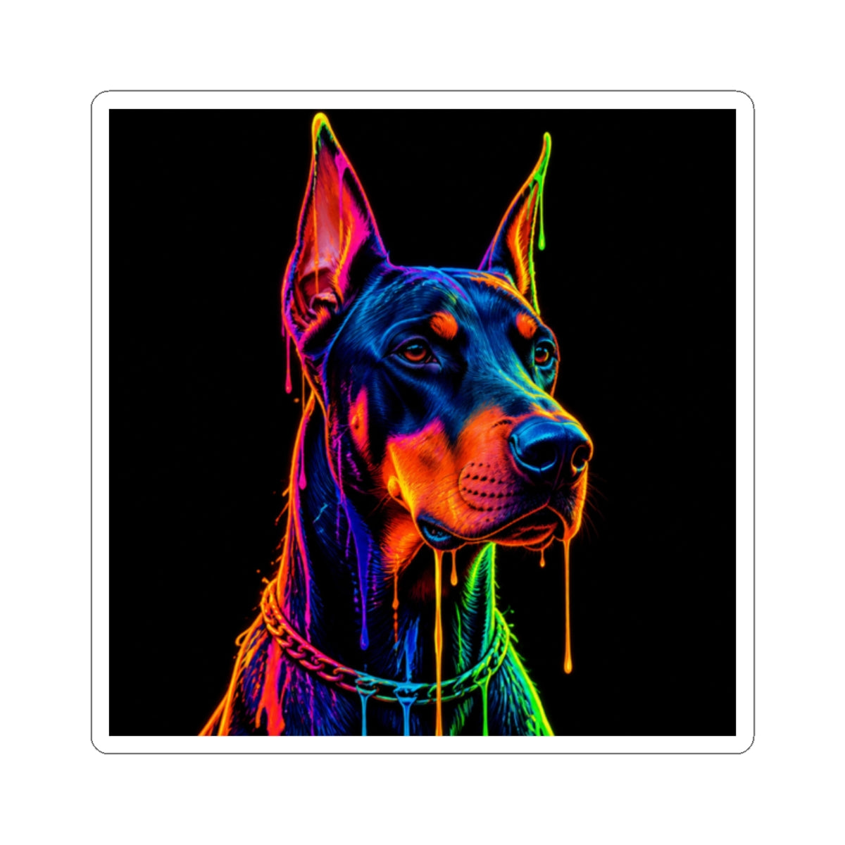 Neon Doberman Dog Kiss-Cut Sticker