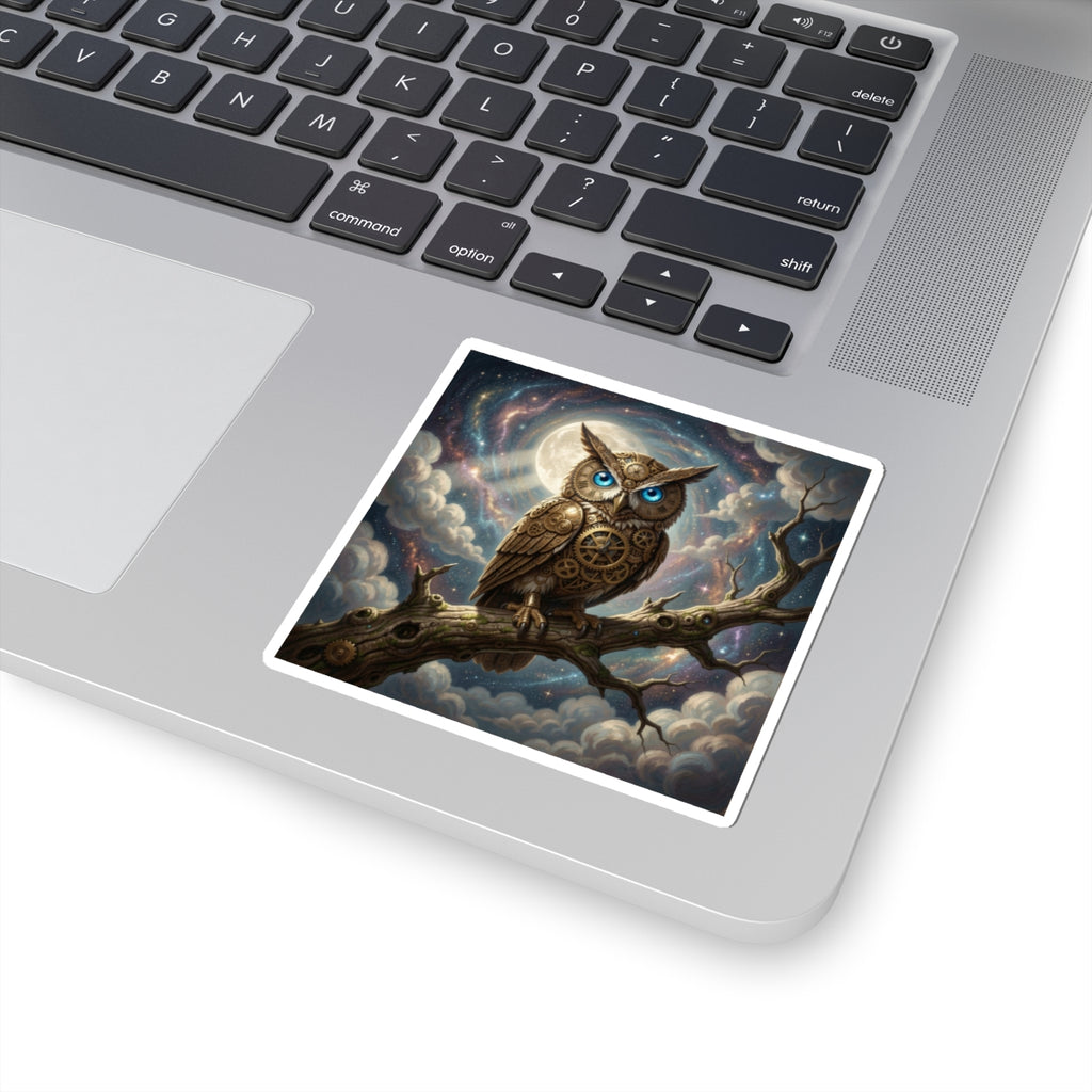 Mystical Steampunk Owl Kiss-Cut Sticker