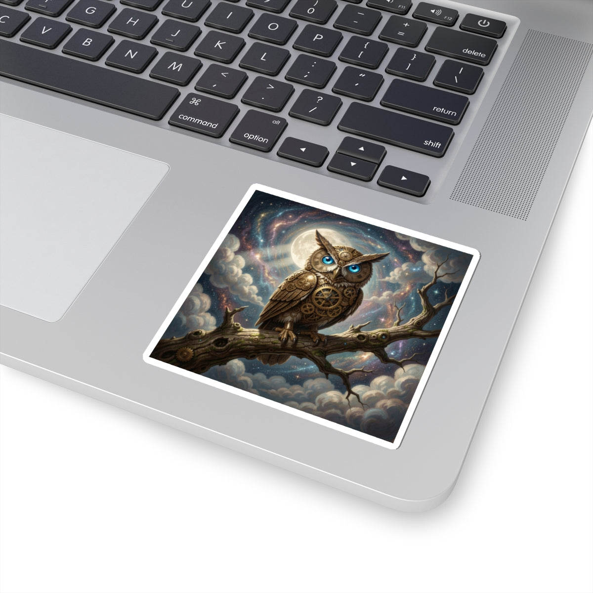 Mystical Steampunk Owl Kiss-Cut Sticker