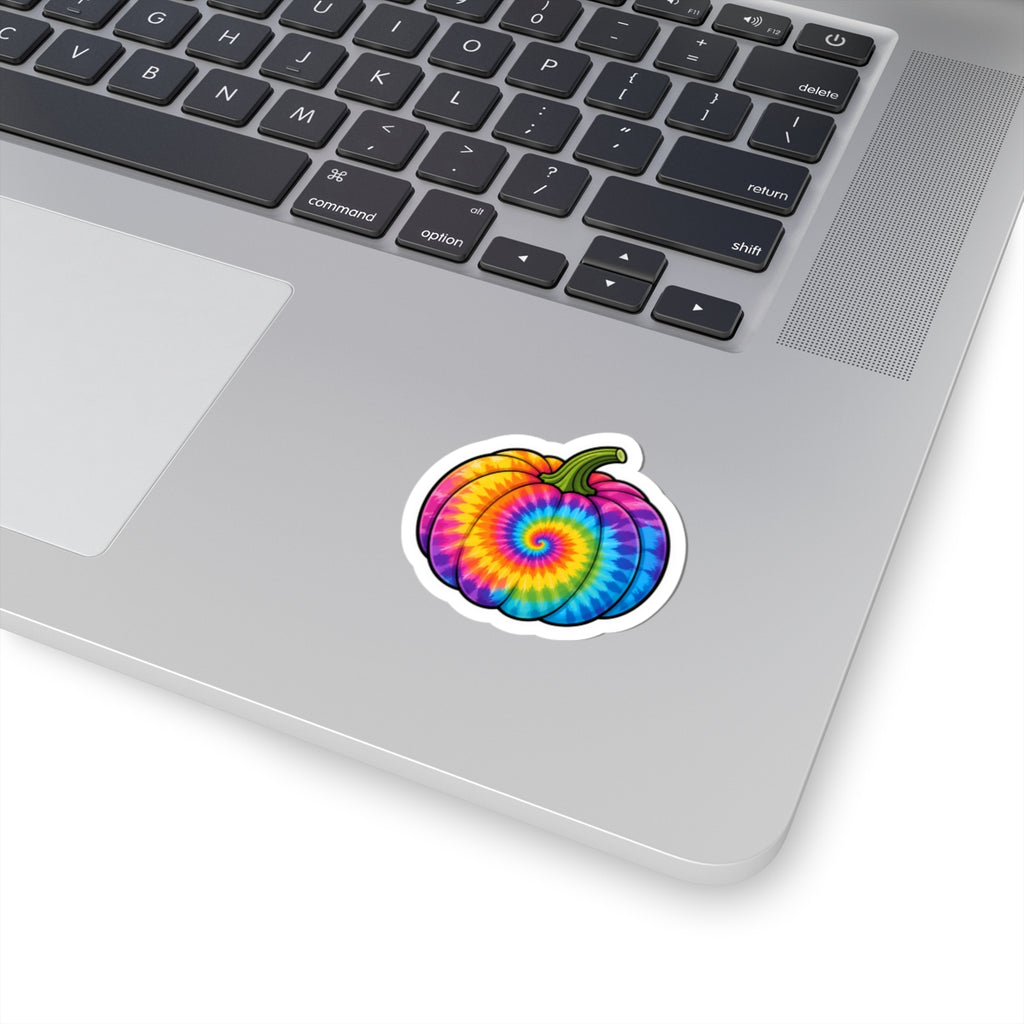 Tie-Dye Pumpkin Sticker — Colorful Fall & Halloween Laptop Decal