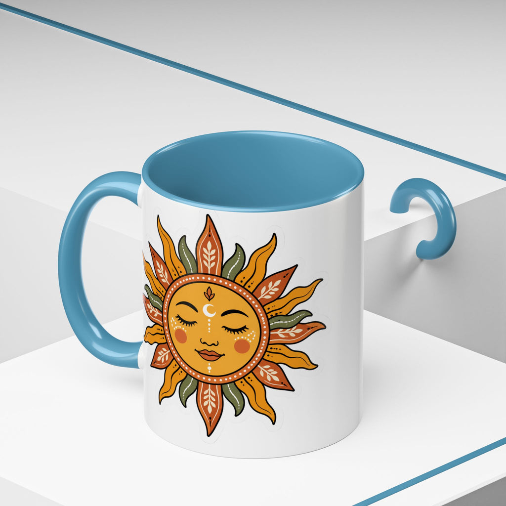 Sunface Accent Coffee Mug — Boho Sun Goddess Ceramic Mug (11/15oz)