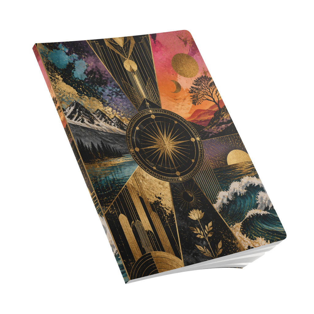 Fractured Gold Tarot Softcover Journal — Celestial Nature Art Notebook with Inside Prints