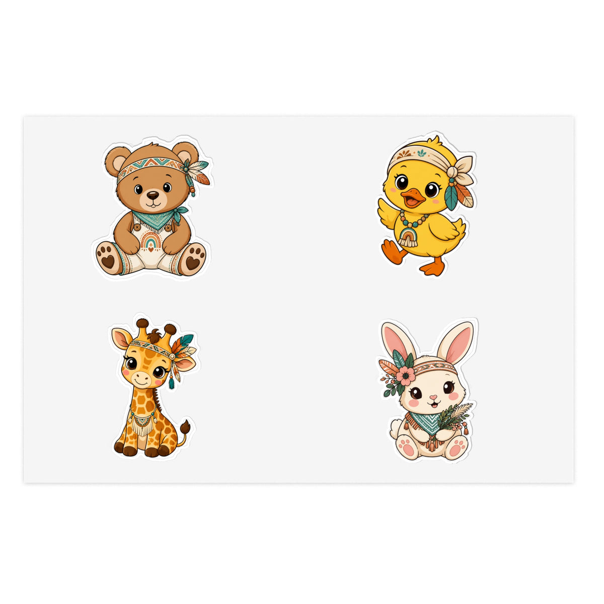 Cute Boho Animals Sticker Sheets