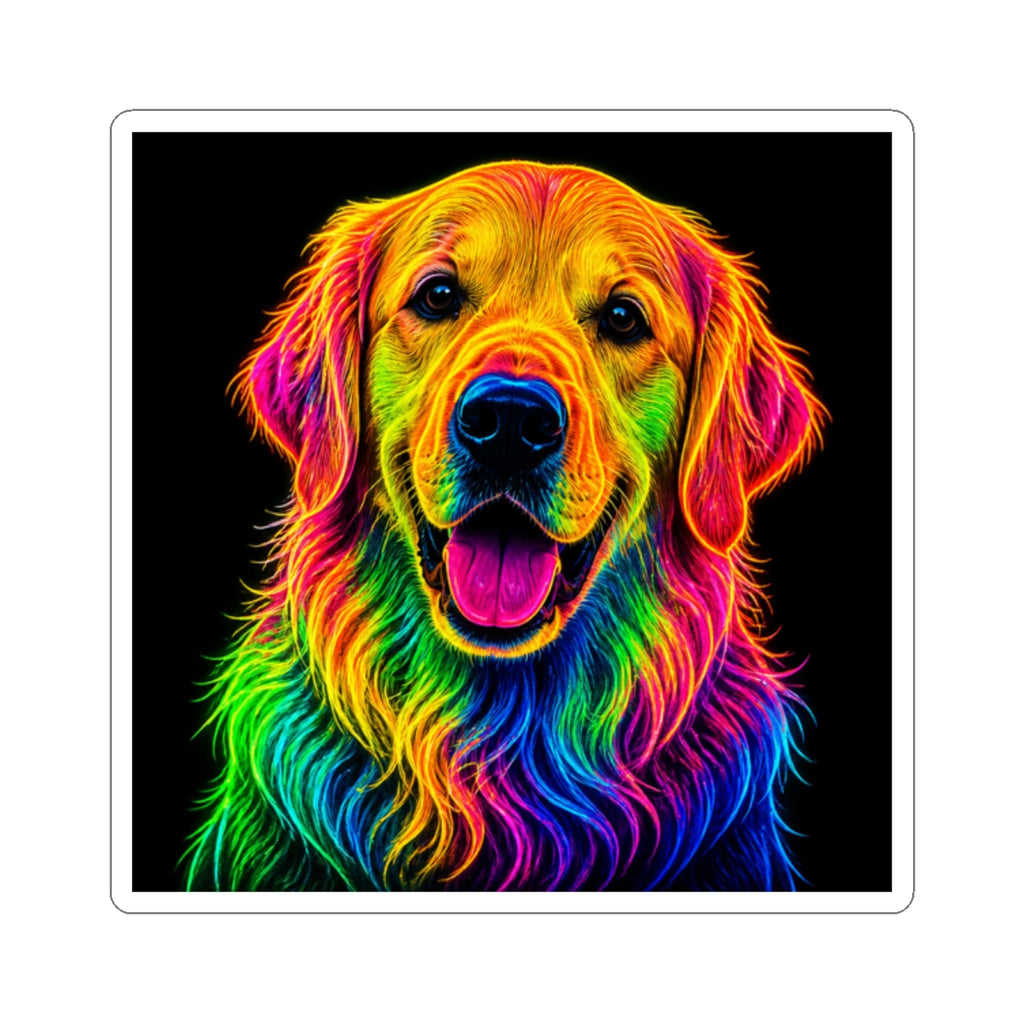 Rainbow Golden Retriever Kiss-Cut Sticker