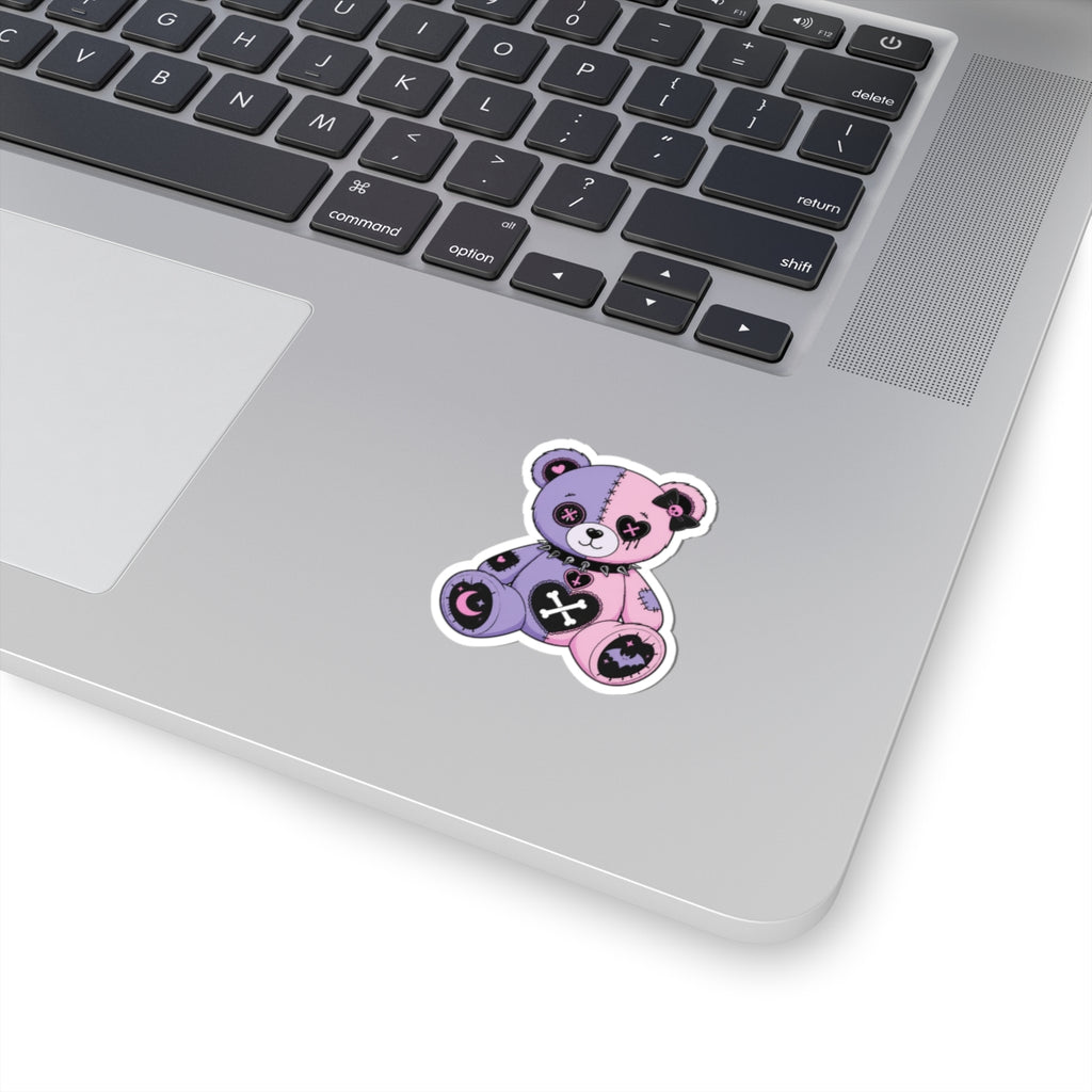 Gothic Pink and Purple Teddy Bear Kiss-Cut Sticker