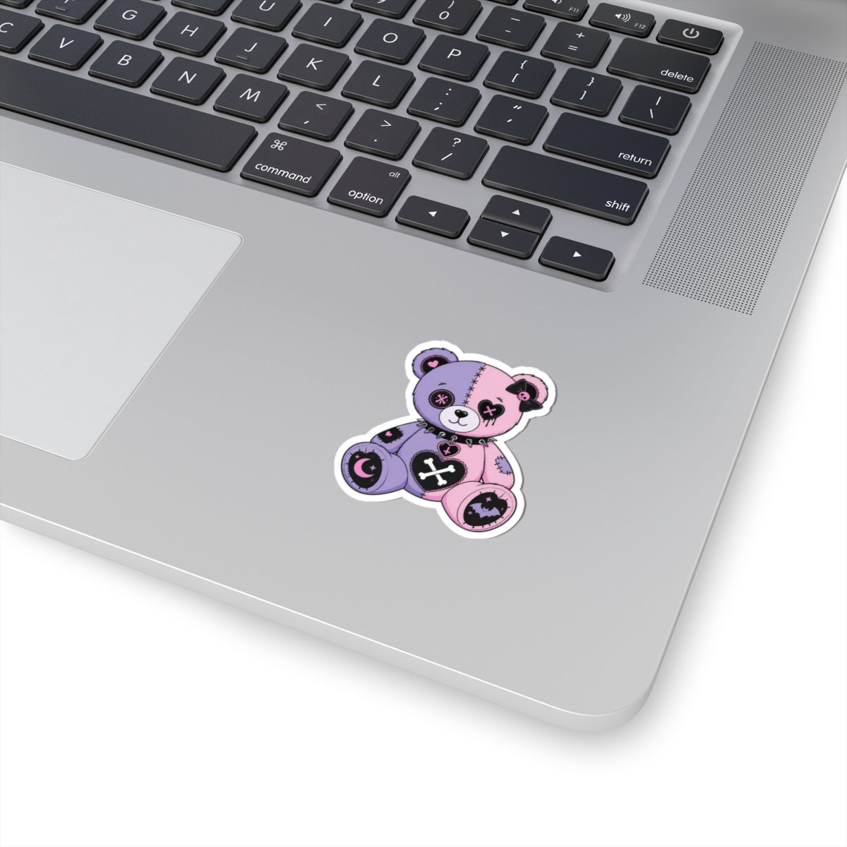 Gothic Pink and Purple Teddy Bear Kiss-Cut Sticker