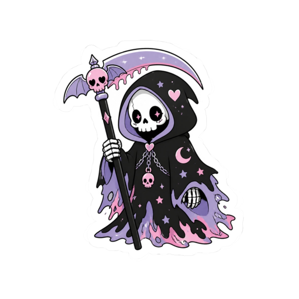 Pastel Gothic Grim Reaper Kiss-Cut Sticker