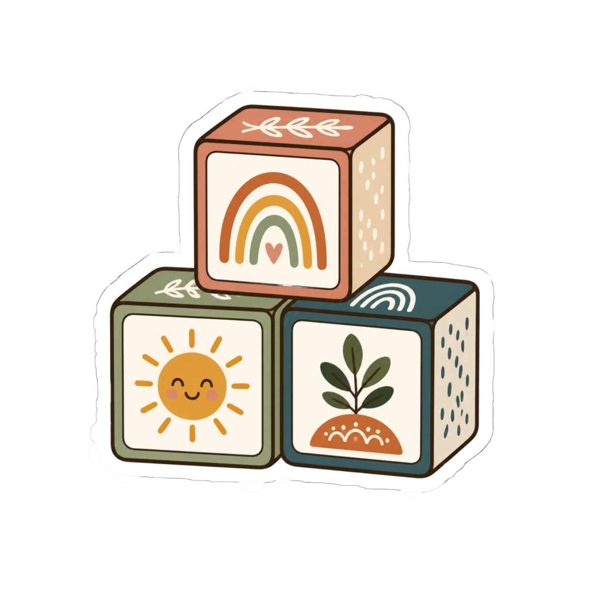 Boho Rainbow, Sunshine & Botanical Blocks Kiss-Cut Sticker