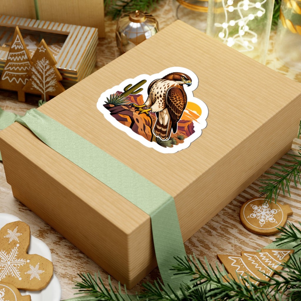 Desert Hawk and Cactus Kiss-Cut Sticker