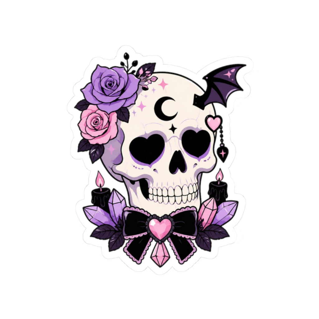 Pastel Gothic Sugar Skull Kiss-Cut Sticker