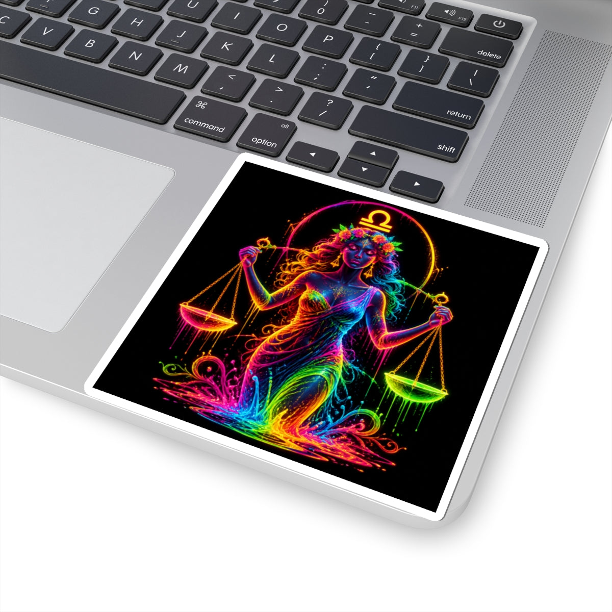 Neon Libra Goddess Kiss-Cut Sticker