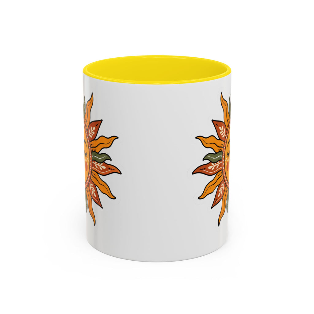 Sunface Accent Coffee Mug — Boho Sun Goddess Ceramic Mug (11/15oz)