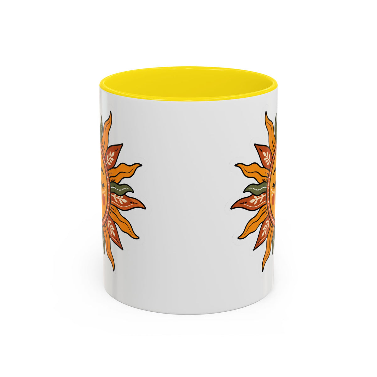 Sunface Accent Coffee Mug — Boho Sun Goddess Ceramic Mug (11/15oz)