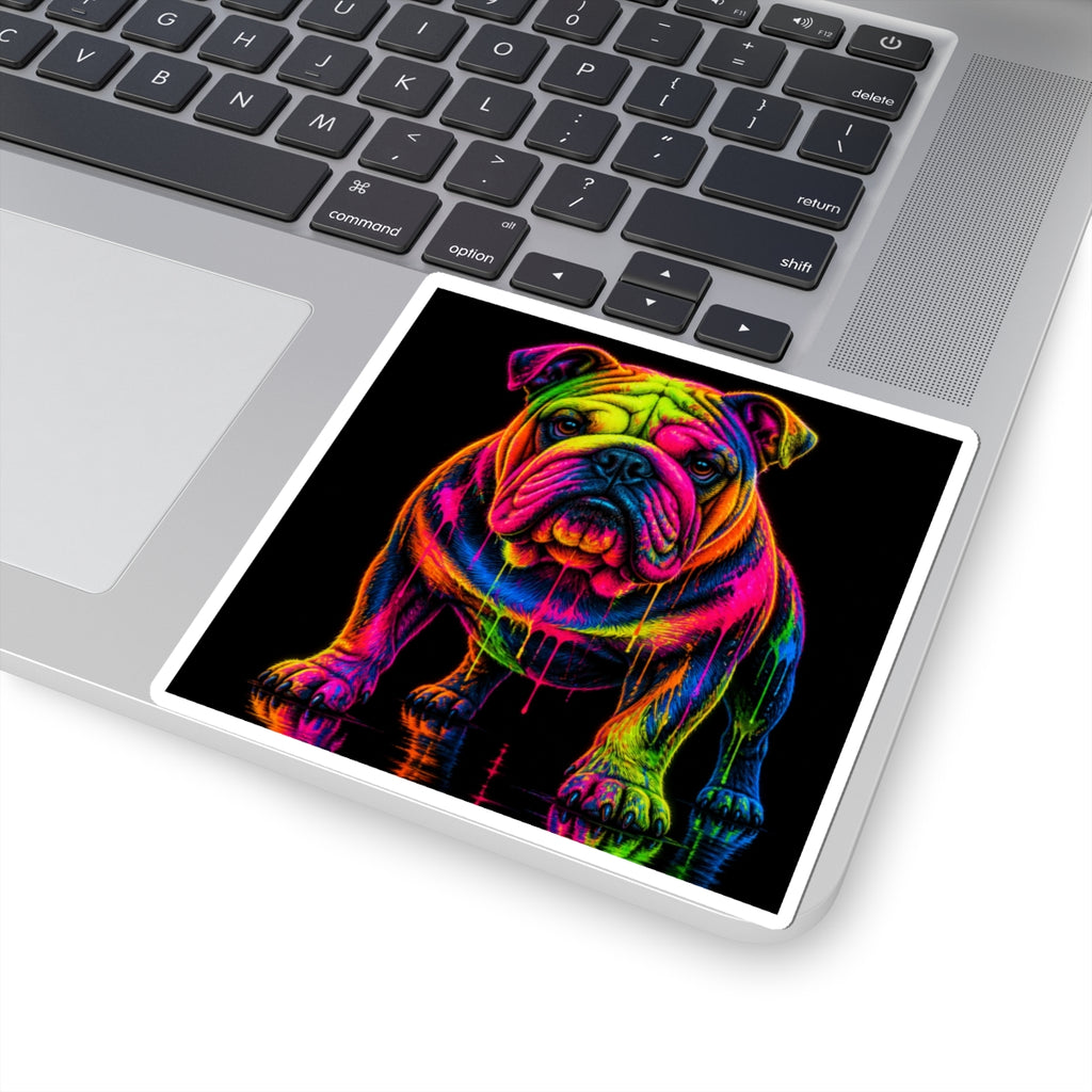 Neon Rainbow Bulldog Kiss-Cut Sticker