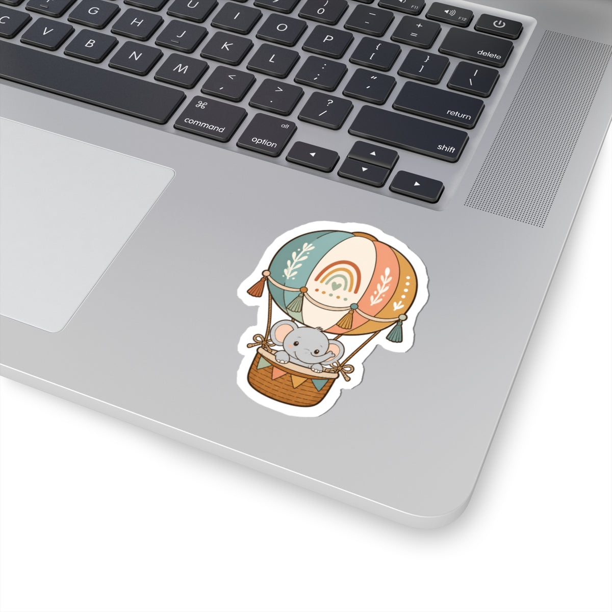 Cute Elephant Rainbow Hot Air Balloon Kiss-Cut Sticker