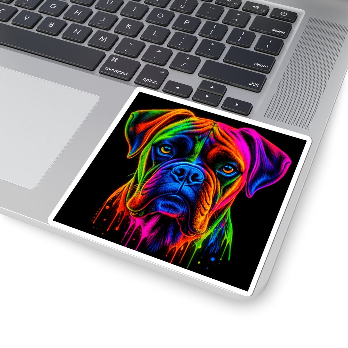 Rainbow Boxer Dog Kiss-Cut Sticker