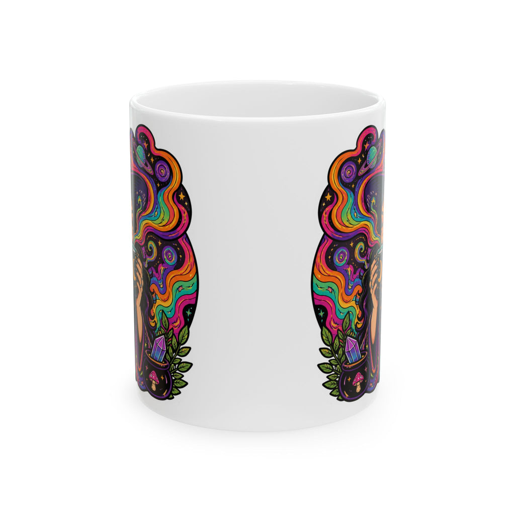 Psychedelic Witch Ceramic Mug – Colorful Magic Coffee Cup (11oz & 15oz)