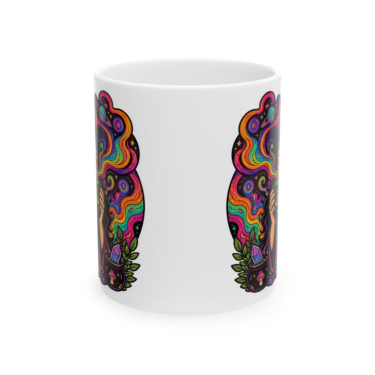 Psychedelic Witch Ceramic Mug – Colorful Magic Coffee Cup (11oz & 15oz)