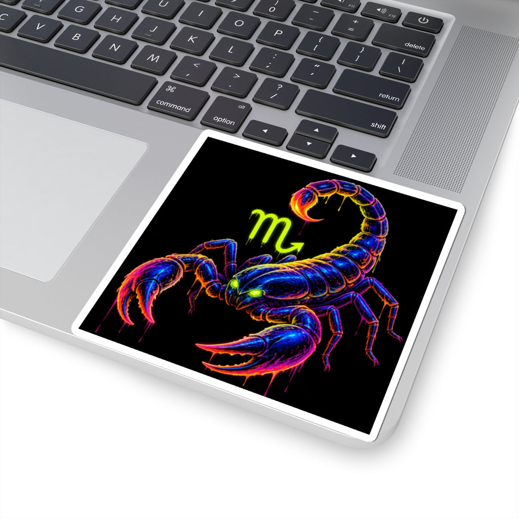 Neon Scorpion Zodiac Kiss-Cut Sticker