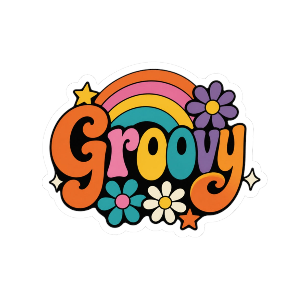 Groovy Rainbow Kiss-Cut Sticker