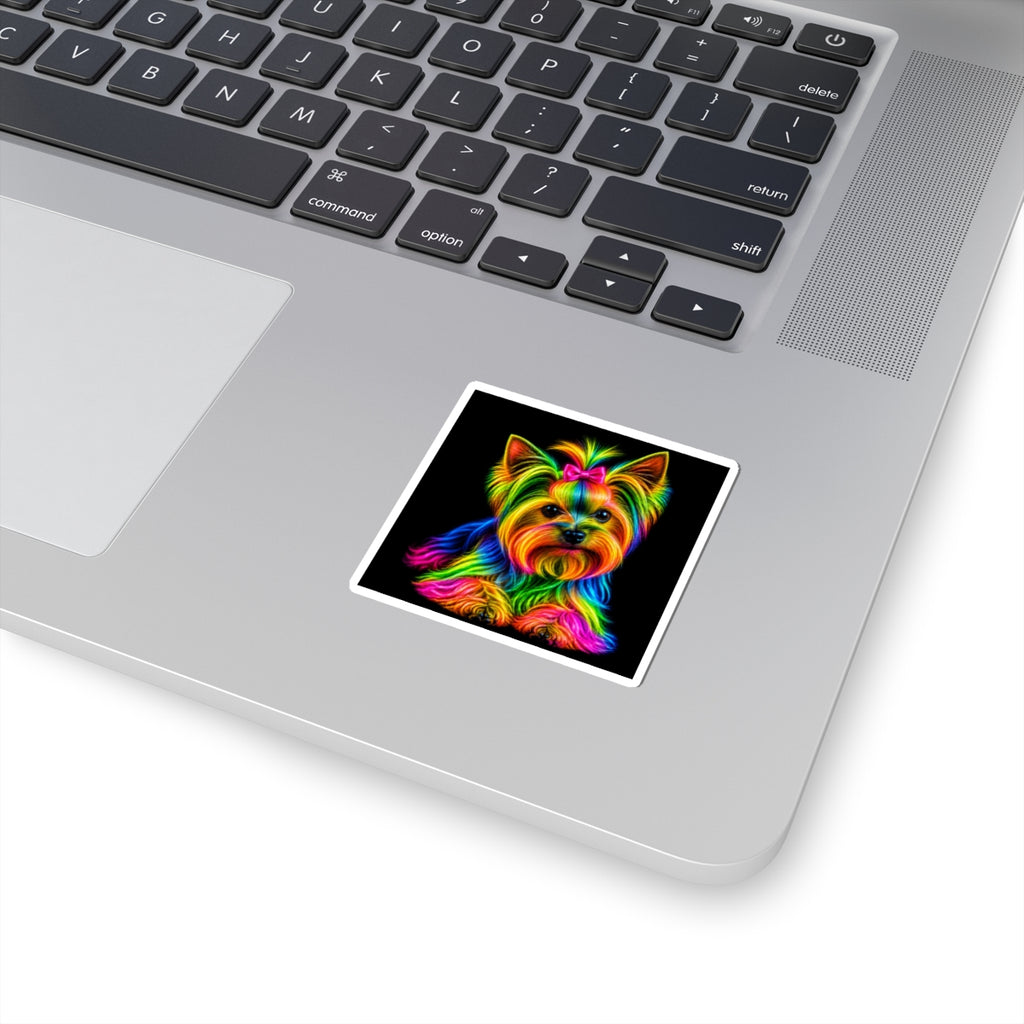 Rainbow Yorkie Kiss-Cut Sticker