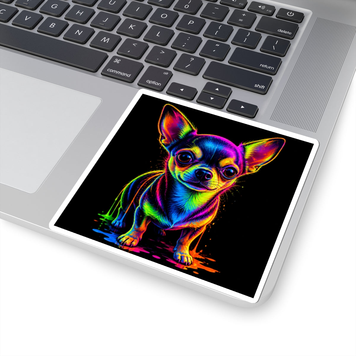 Neon Rainbow Chihuahua Kiss-Cut Sticker