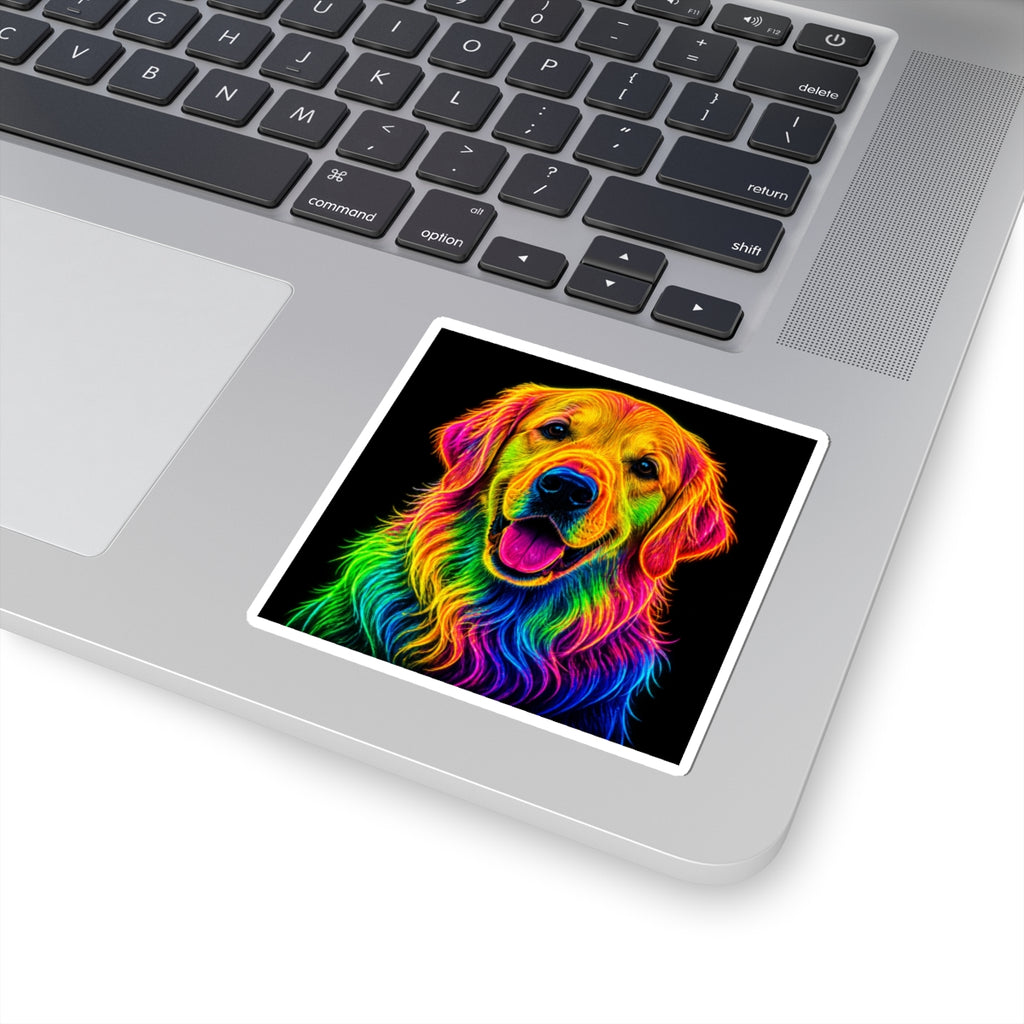 Rainbow Golden Retriever Kiss-Cut Sticker