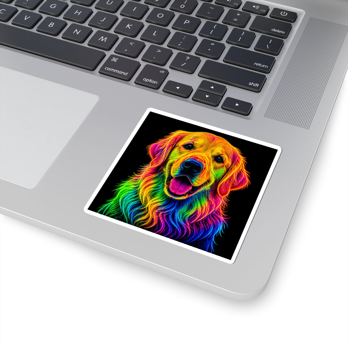 Rainbow Golden Retriever Kiss-Cut Sticker