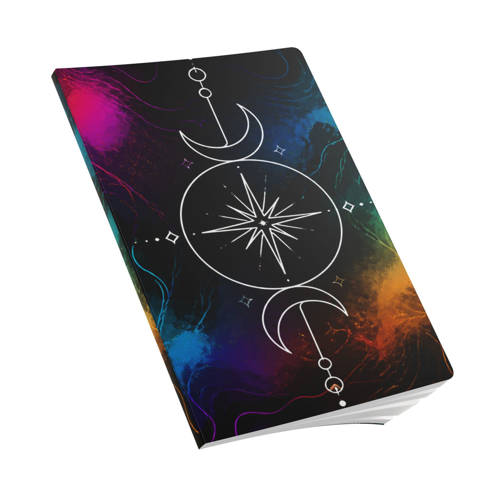 Celestial Compass Softcover Journal — Moon Phases & Starburst Notebook