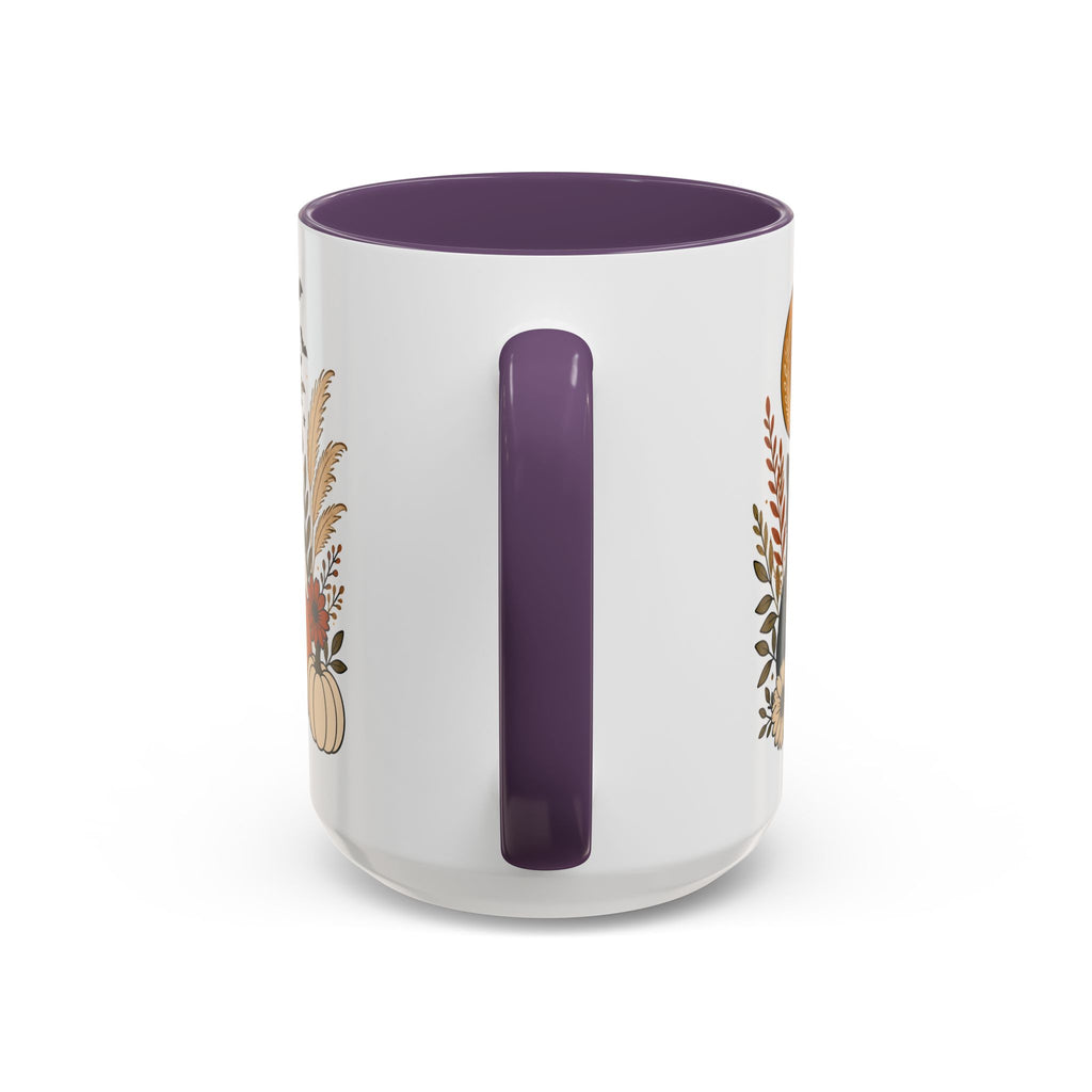 Halloween Ghost & Black Cat Accent Coffee Mug — Spooky Pumpkin Fall Coffee Cup (11/15oz)