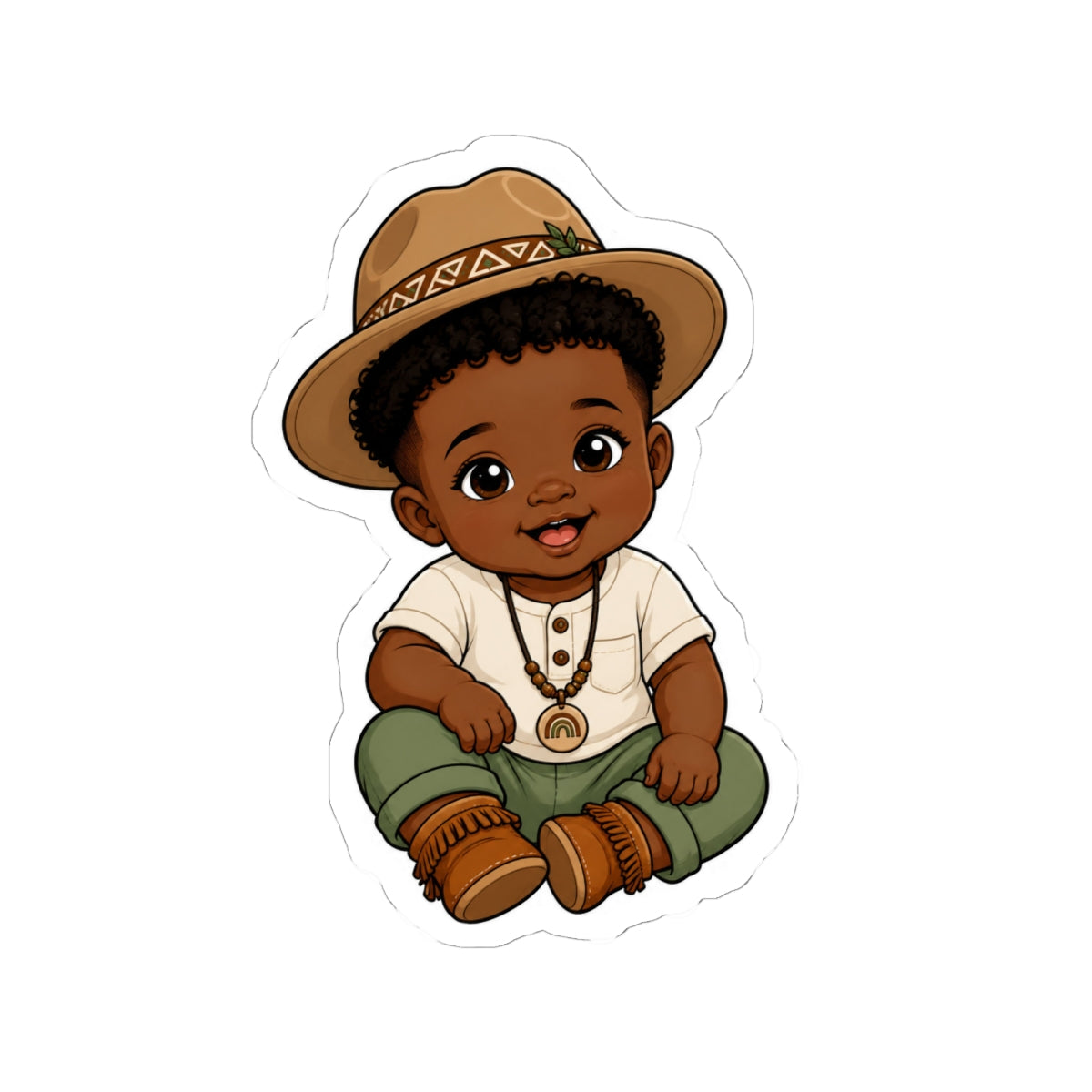 Adorable Black Baby boy Kiss-Cut Sticker