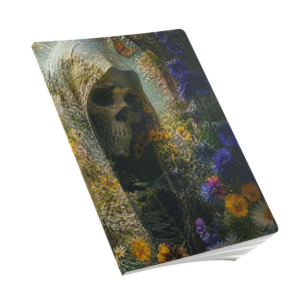 Floral Reaper Softcover Journal — Gothic Skull & Wildflower Notebook