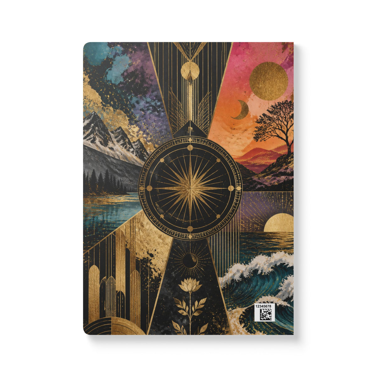 Fractured Gold Tarot Softcover Journal — Celestial Nature Art Notebook with Inside Prints