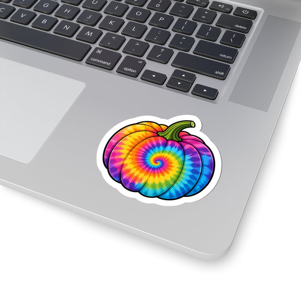 Tie-Dye Pumpkin Sticker — Colorful Fall & Halloween Laptop Decal