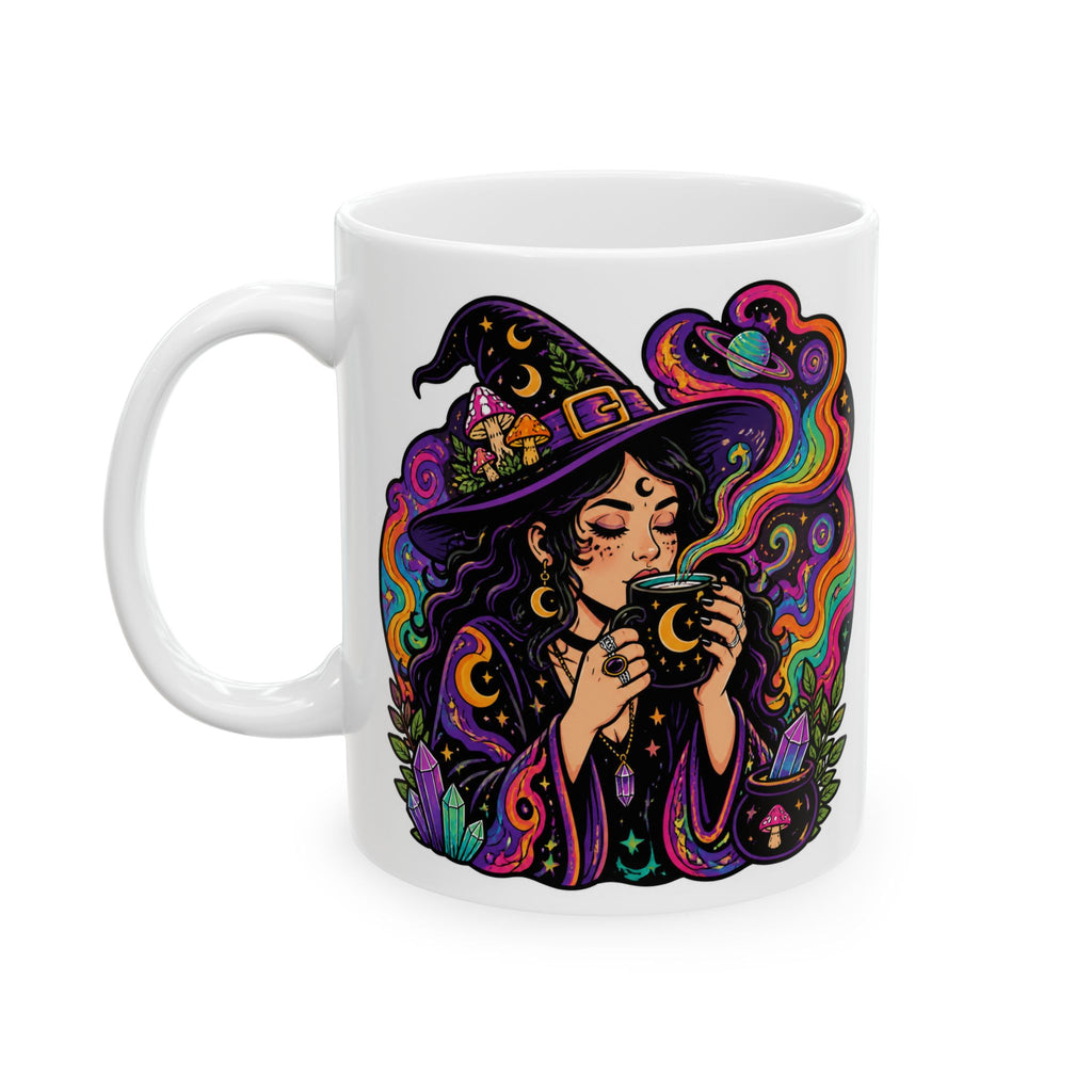 Psychedelic Witch Ceramic Mug – Colorful Magic Coffee Cup (11oz & 15oz)