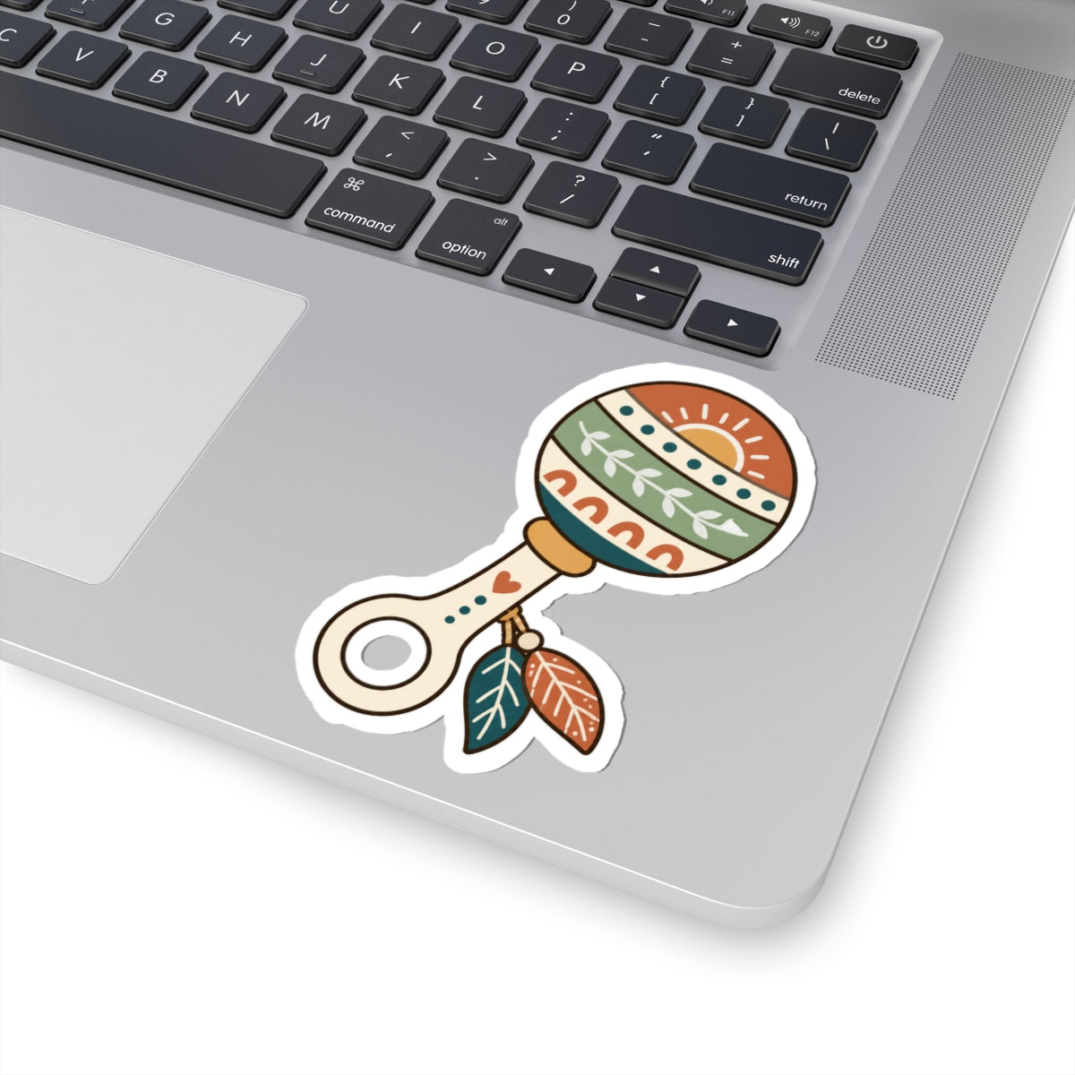 Boho Floral Rattle Kiss-Cut Sticker