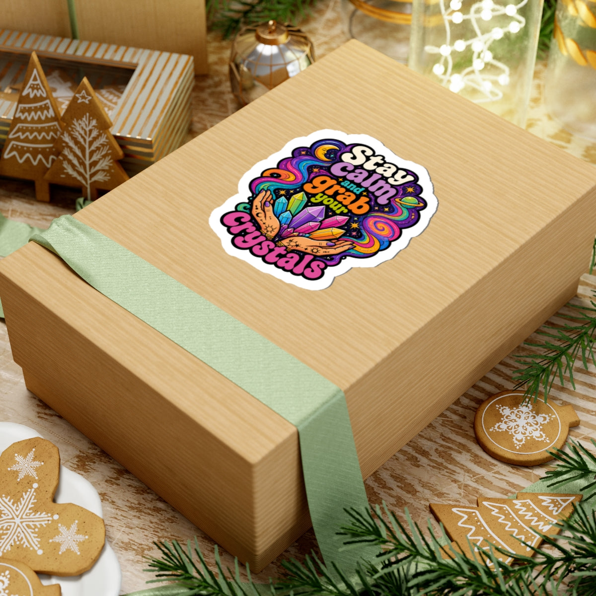 Stay Calm and Grab Your Crystals Kiss-Cut Sticker