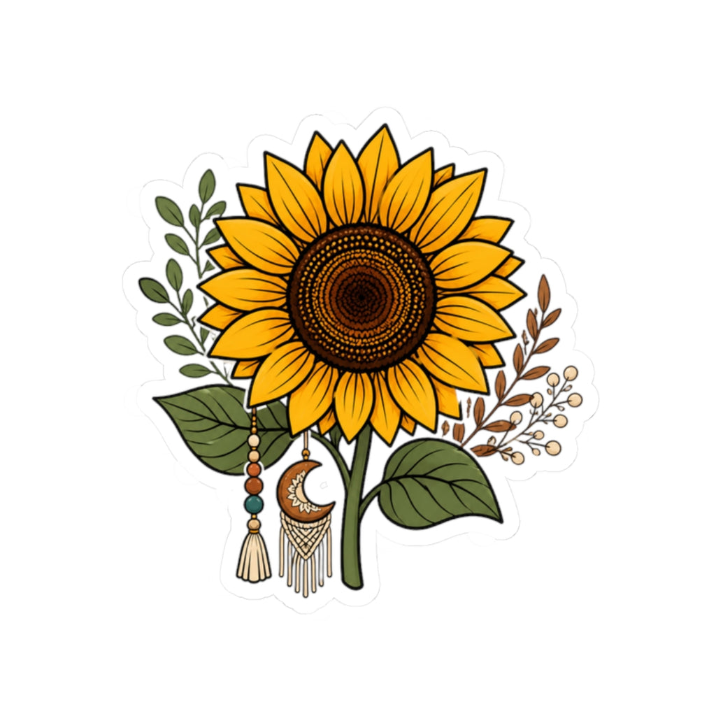 Boho Sunflower Kiss-Cut Sticker