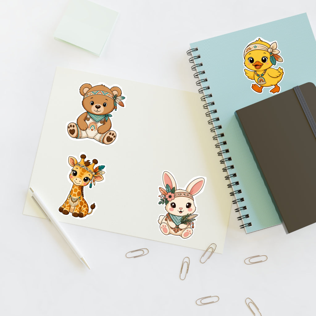 Cute Boho Animals Sticker Sheets