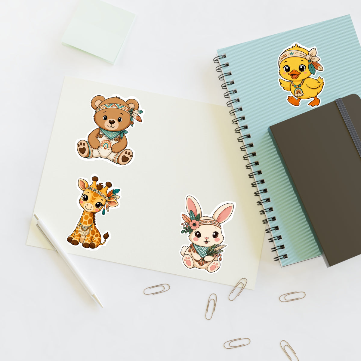 Cute Boho Animals Sticker Sheets