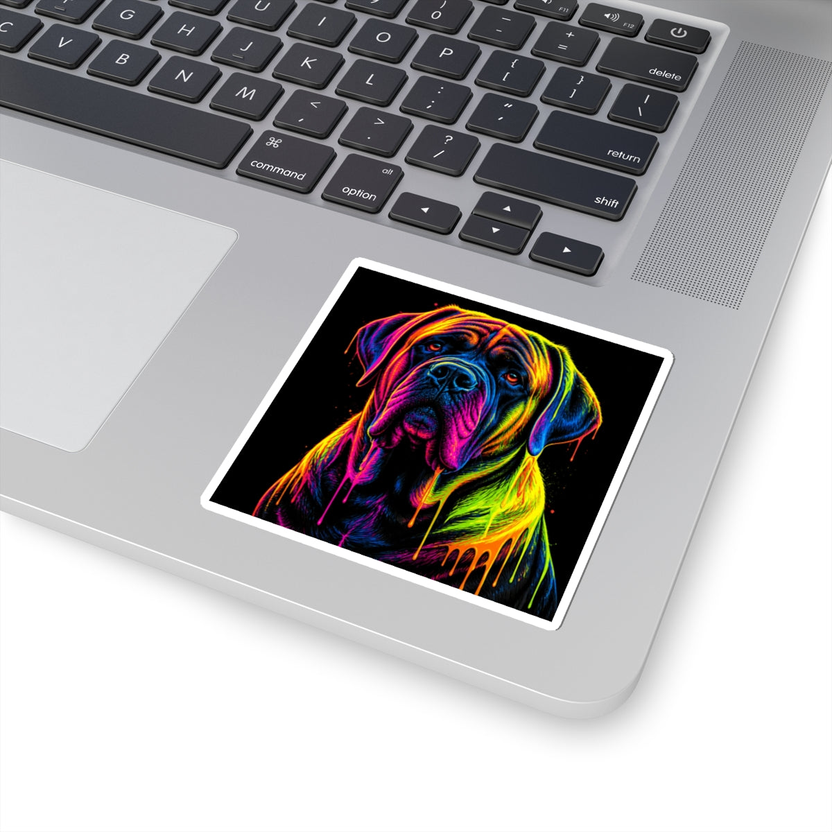 Neon Rainbow Mastiff Dog Kiss-Cut Sticker