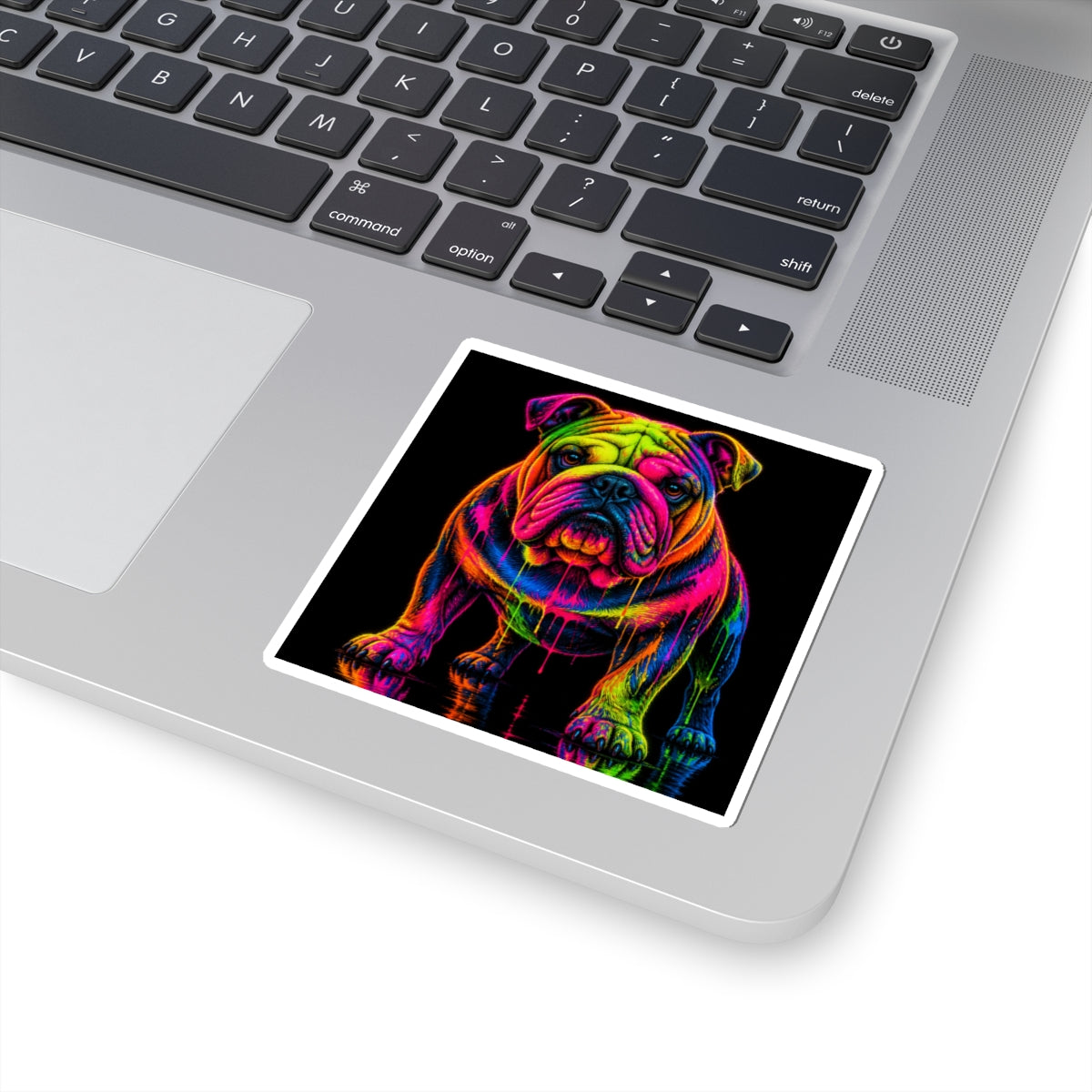 Neon Rainbow Bulldog Kiss-Cut Sticker