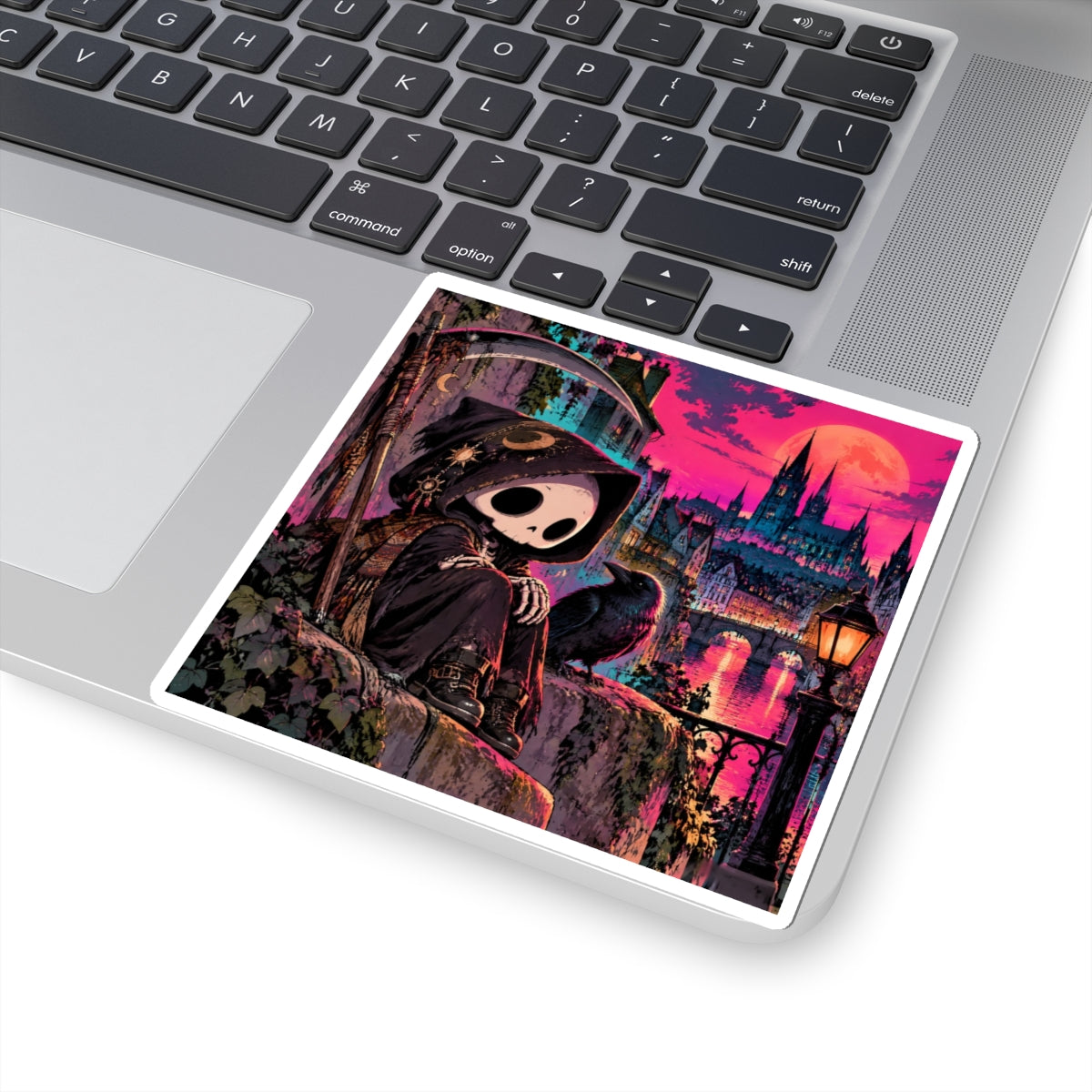 Gothic Grim Reaper Raven Kiss-Cut Sticker