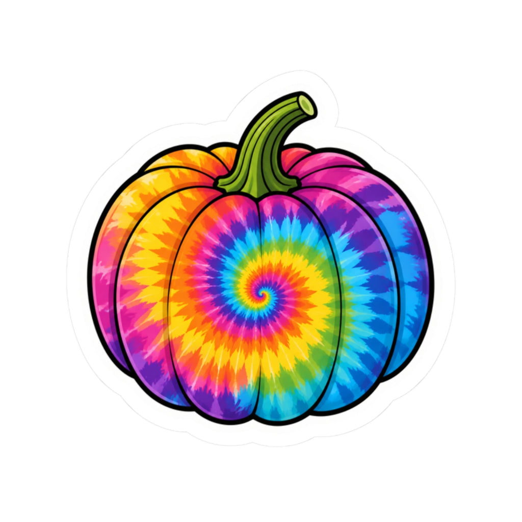 Tie-Dye Pumpkin Sticker — Colorful Fall & Halloween Laptop Decal