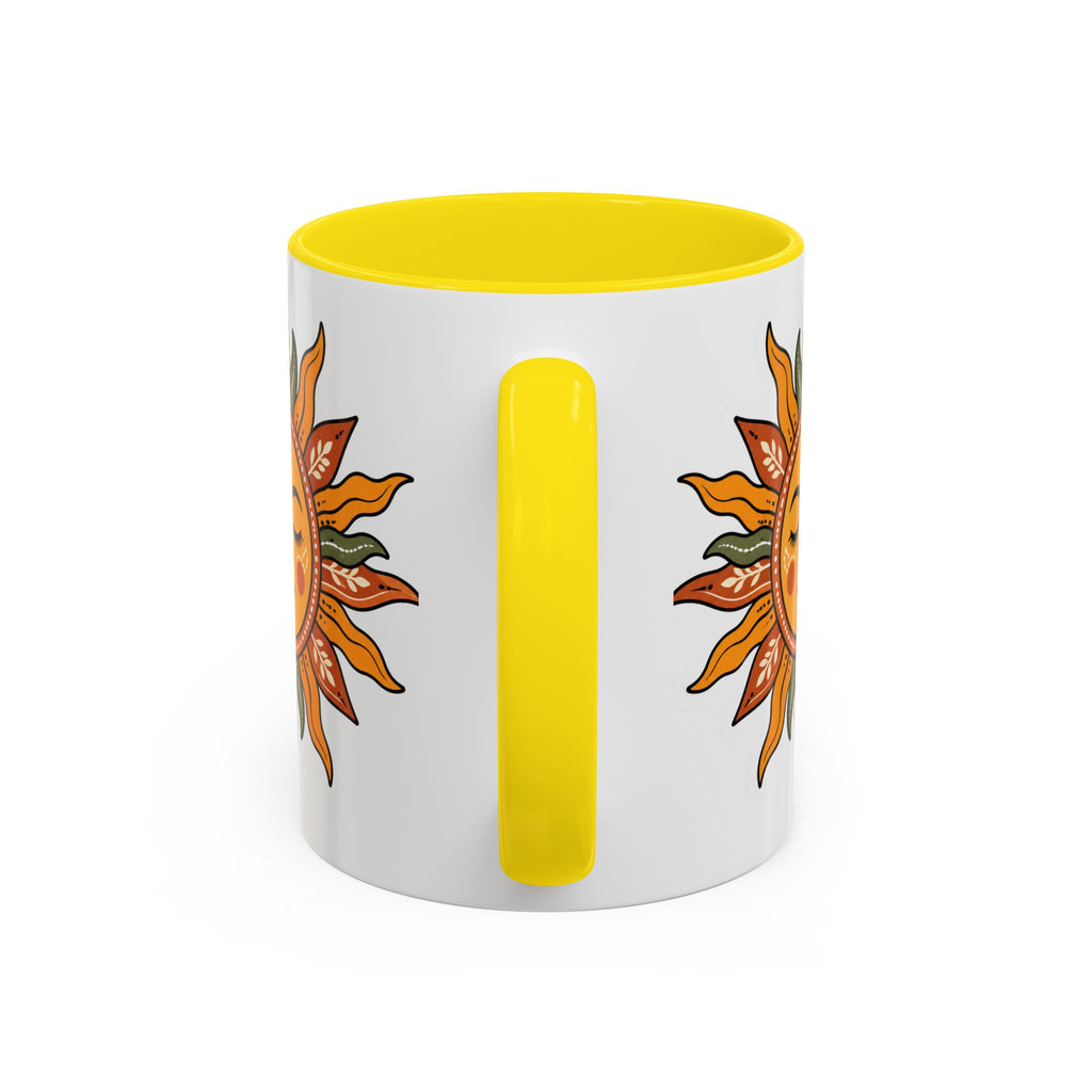 Sunface Accent Coffee Mug — Boho Sun Goddess Ceramic Mug (11/15oz)