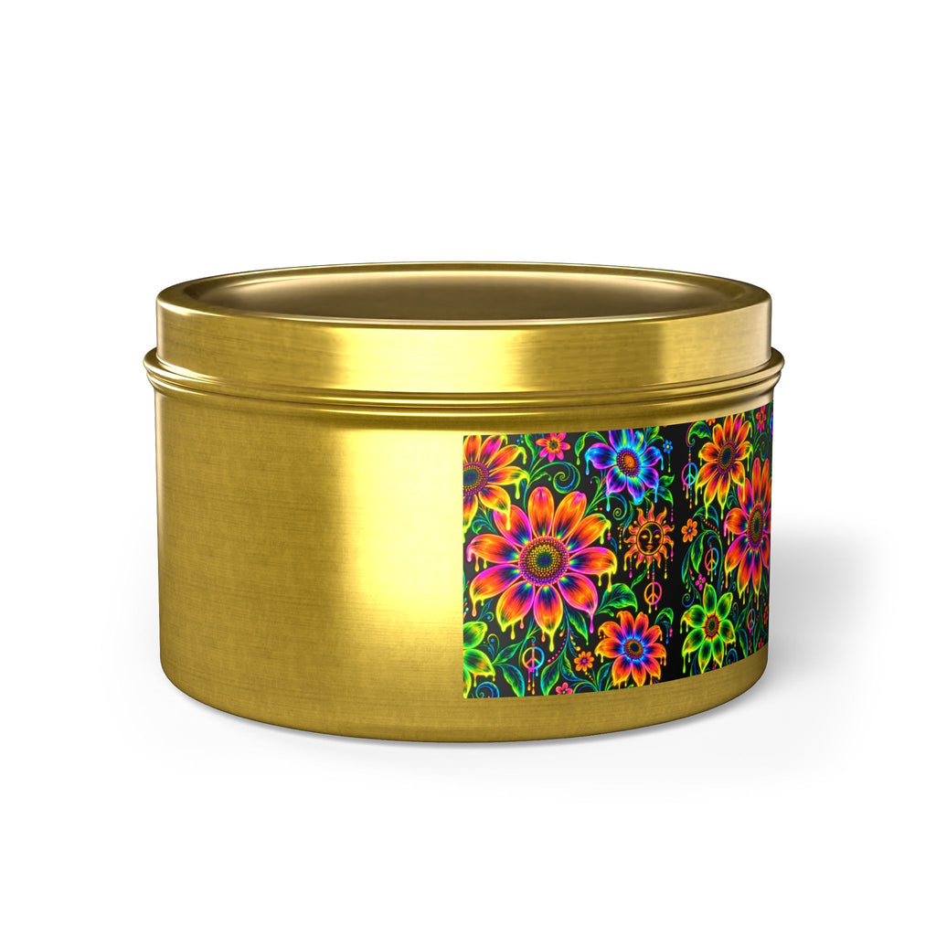 Colorful Floral Tin Candle