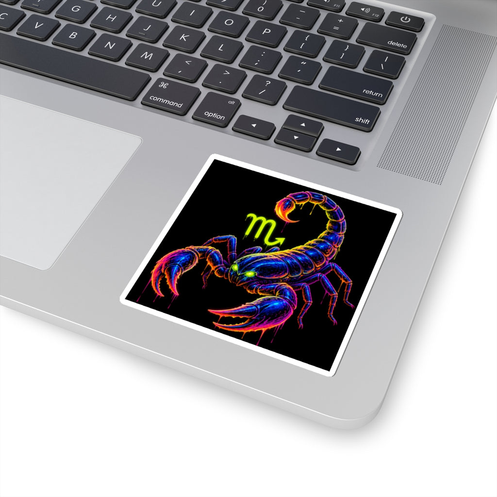 Neon Scorpion Zodiac Kiss-Cut Sticker